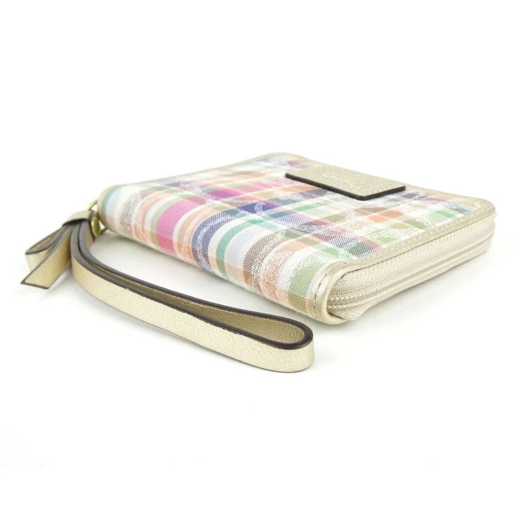Coach Signature Poppy Plaid Small Wristlet